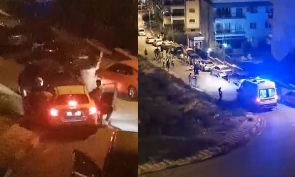 Aracın önünü kesip sopalarla saldırdılar!